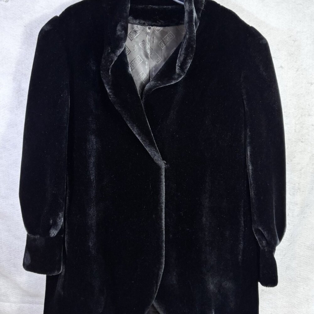 Borgazia Coat Womens XLarge Black Faux Fur Deep Pile Mob Wife